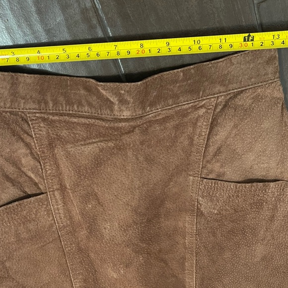 Brown Leather Suede Midi Skirt - Picture 6 of 8